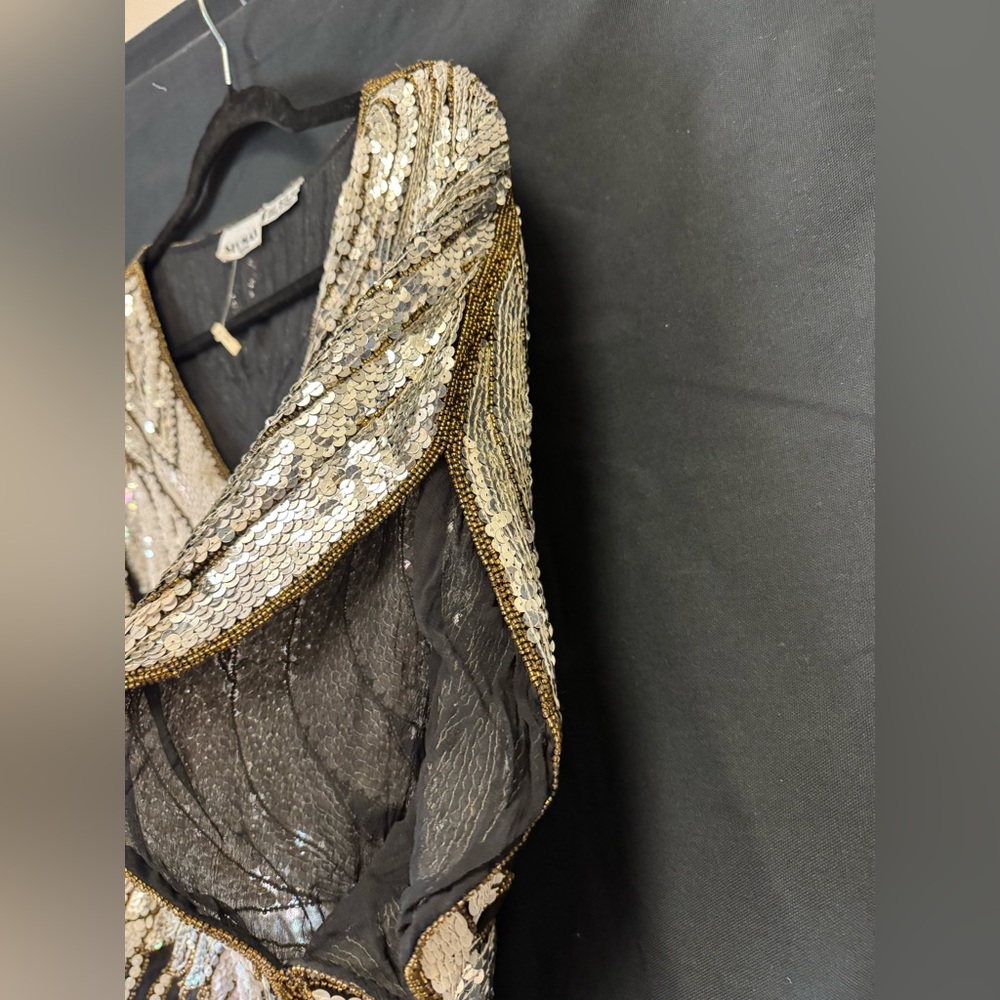 Vintage Sho Max Originals New York Glam 100% Silk Sequined top Butterfly Costume - Picture 3 of 11